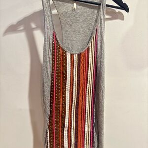 Embellished Racer back Tank Top with beads, sequins, & ribbons. S, oversized